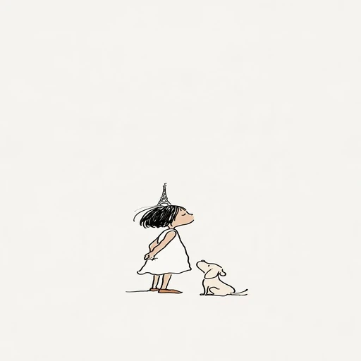 FA-038 · Minimalist Poetic Sempé Ink Doodle