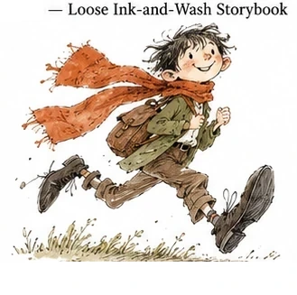 FB-001 · Loose Ink-and-Wash Storybook